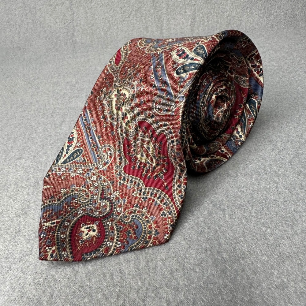 Oscar De La Renta Silk Tie‎ Burgundy Blue Men's Neckwear Classic Formal